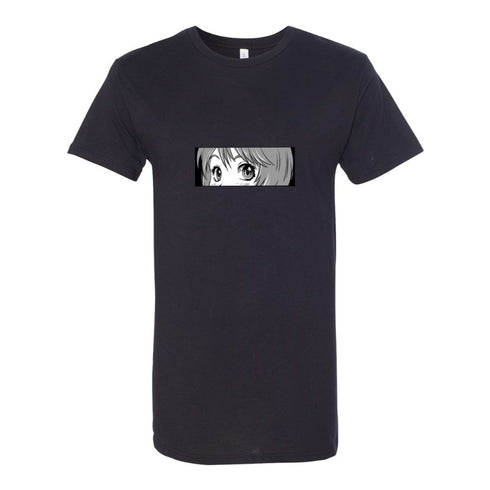 BELLA CANVAS MEN'S LONG BODY URBAN TEE 3006 Anime Manga girl eyes looking from paper tear